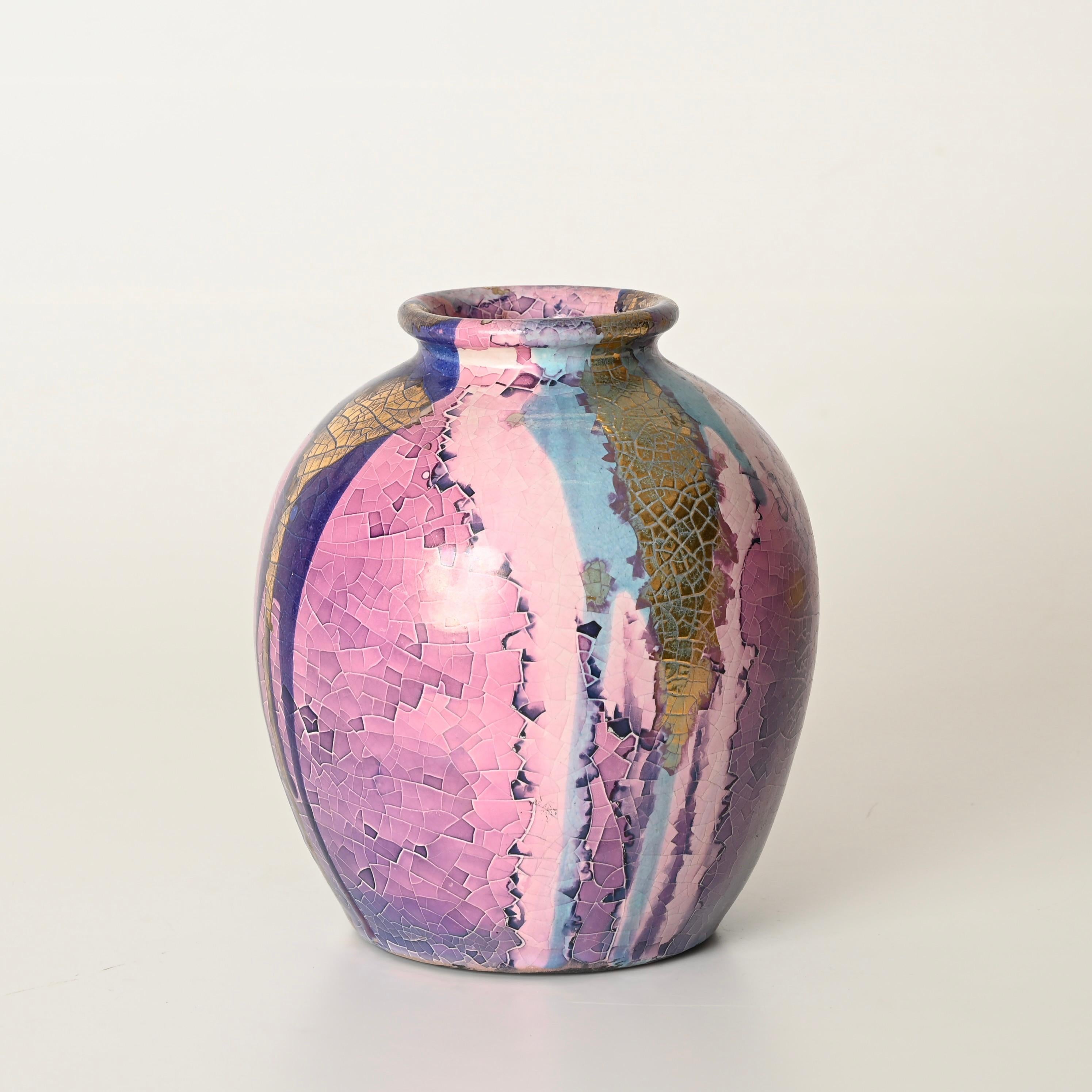 Mitte des Jahrhunderts Signiert Claudio Pulli Polychrome Keramik Italienische Vase, 1970er Jahre im Angebot 5