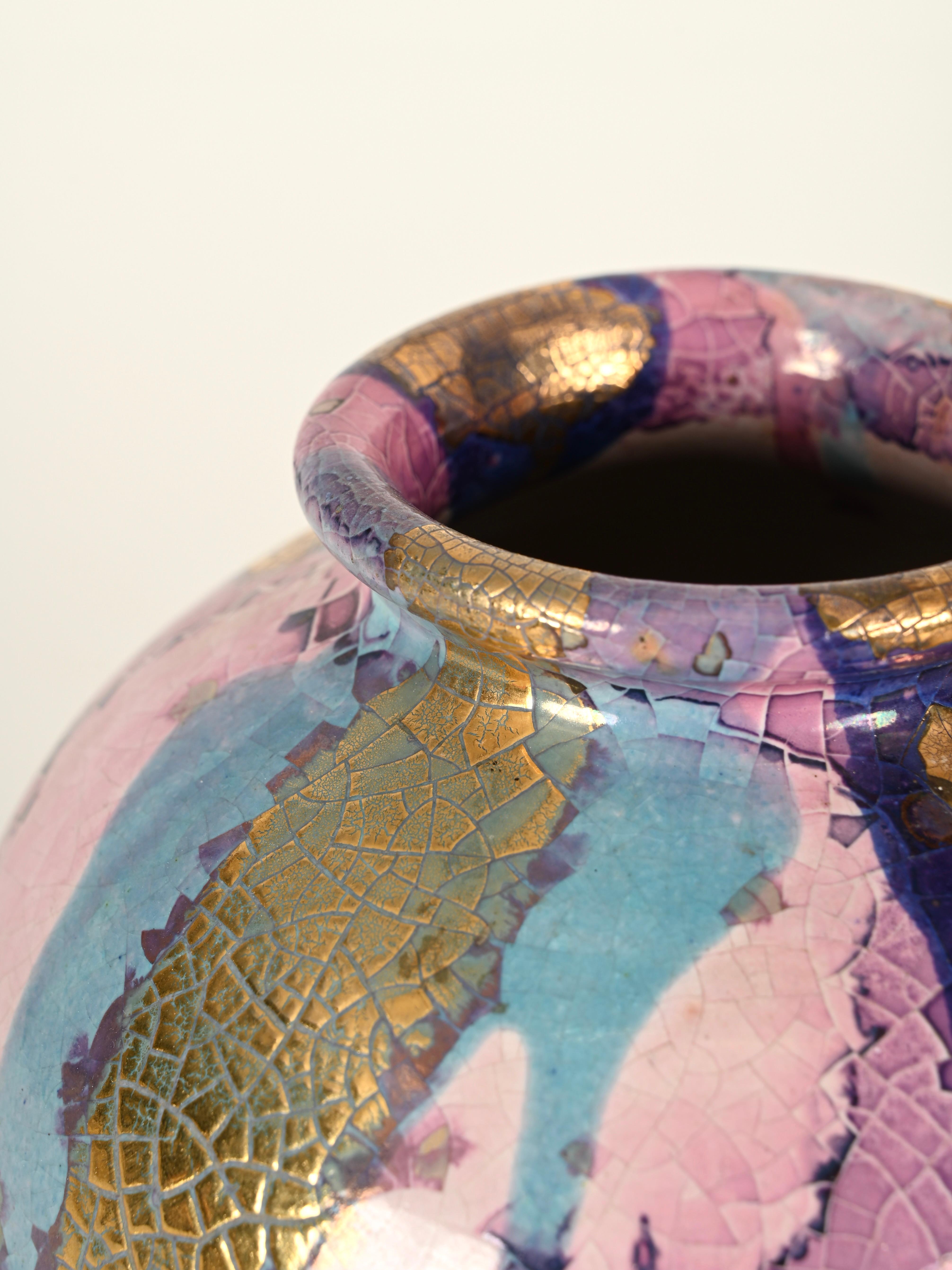 Mitte des Jahrhunderts Signiert Claudio Pulli Polychrome Keramik Italienische Vase, 1970er Jahre im Angebot 1