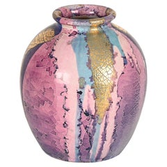 Vase italien en céramique polychrome signé Claudio Pulli, milieu du siècle, 1970