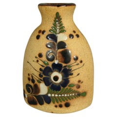 Vintage Mid-Century Signed Enameled Stoneware Vase -1Y27