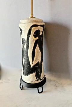 Midcentury Signed Fantoni Table Lamp, circa 1950-1960