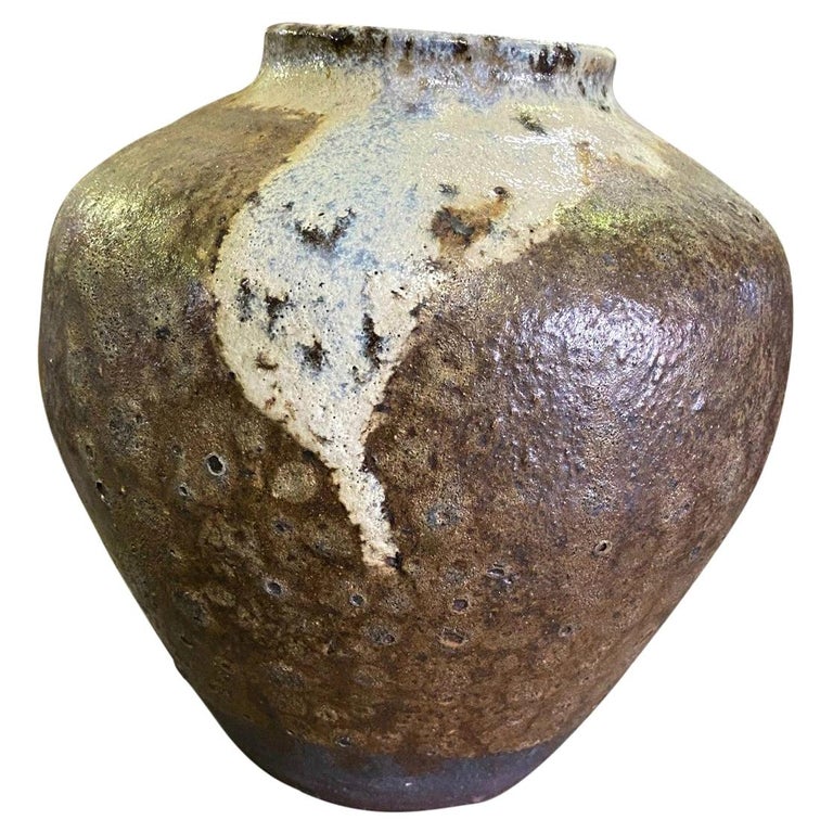 Mid Century Signed Lava Drip Crater Glaze Studio Pottery Vase at 1stDibs
