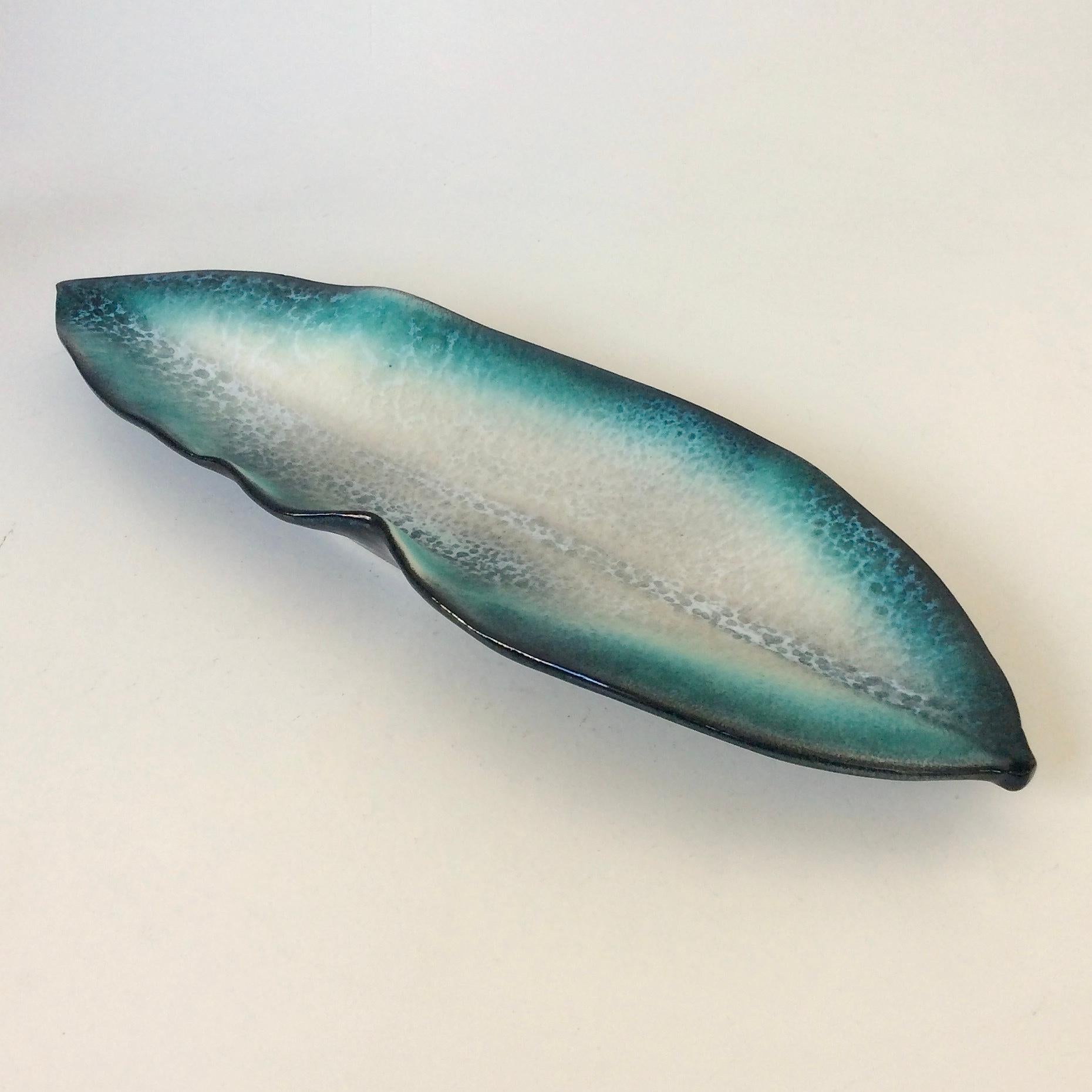 Mid-Century Signed Pol Chambost Leaf Ceramic Vide-Poche, circa 1950, France In Good Condition In Brussels, BE