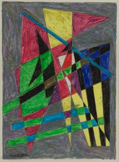 Midcentury Signed Rolph Scarlett Mixed-Media Geometric Abstraction