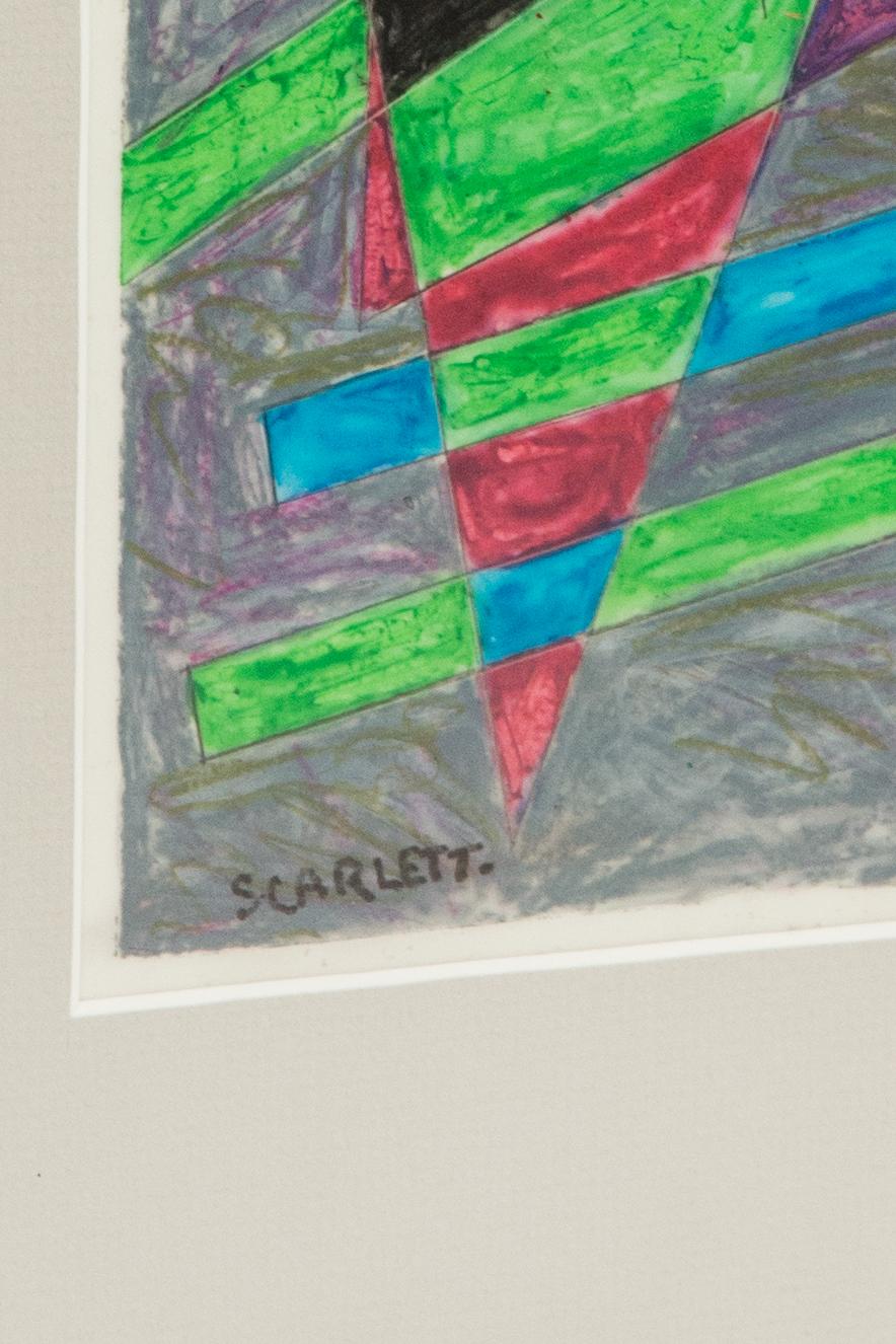 Midcentury Signed Rolph Scarlett Mixed-Media Geometric Abstraction In Good Condition In Hudson, NY