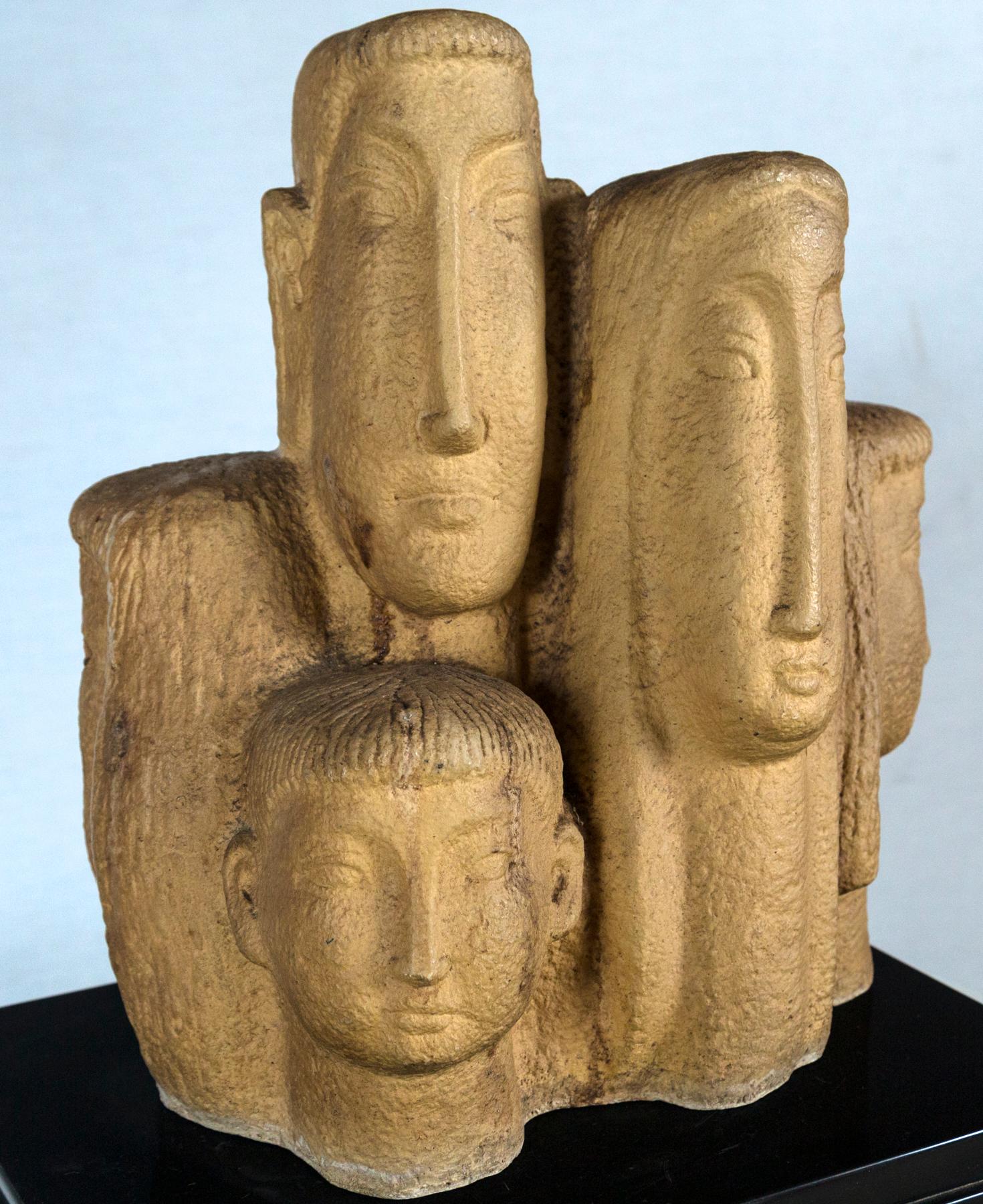Midcentury Signed Sculpture Family In Excellent Condition For Sale In Stamford, CT