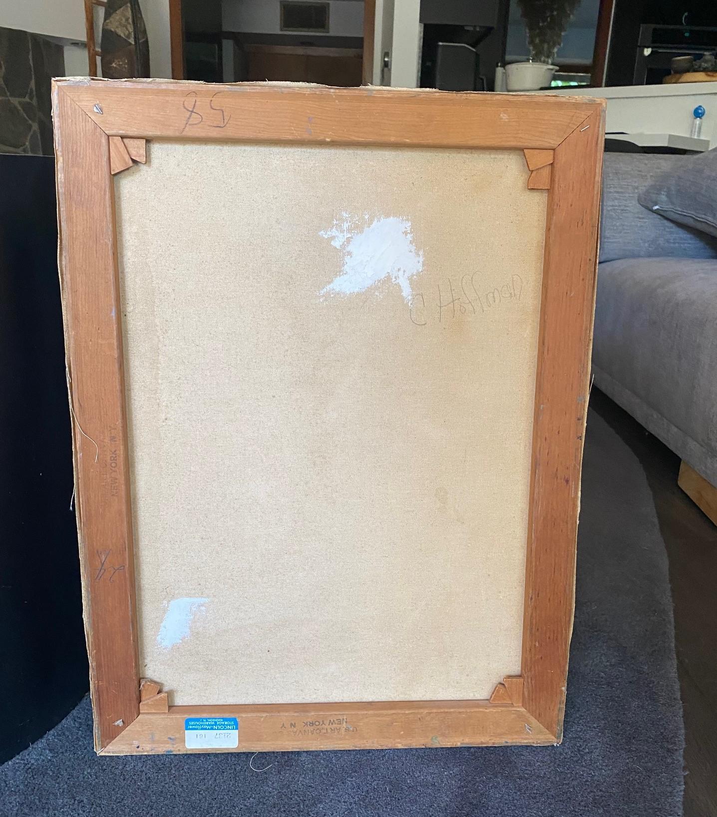 Mid Century Signed Surrealist  Oil on Canvas Female Nude Painting Portrait Woman For Sale 6