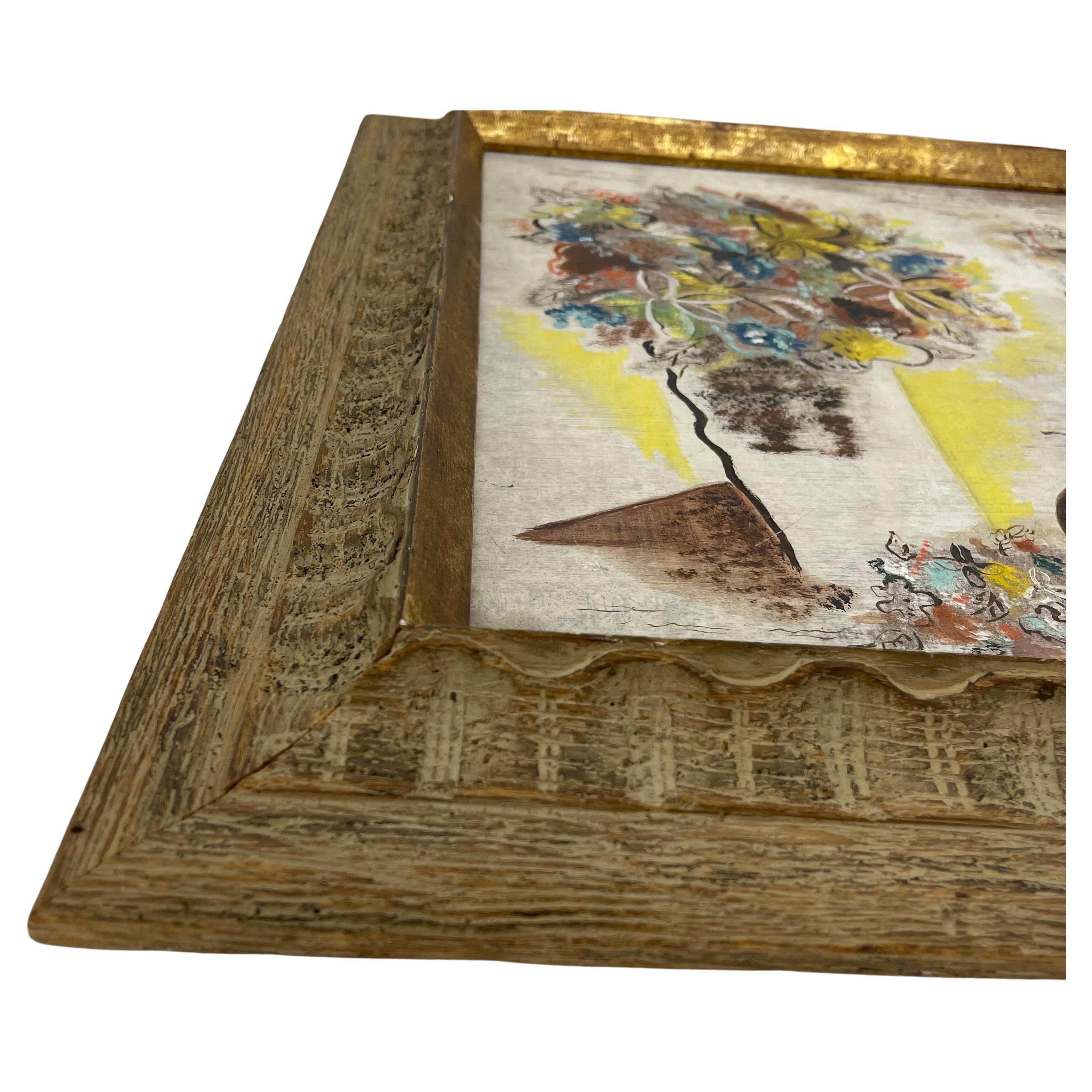 Mid-Century Signed T.B. Salter Still Life Oil Painting Wood Gilt Frame 2