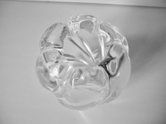 Mid-Century Signed Vintage Crystal Swedish Orrefors Thick Clear Glass Vase