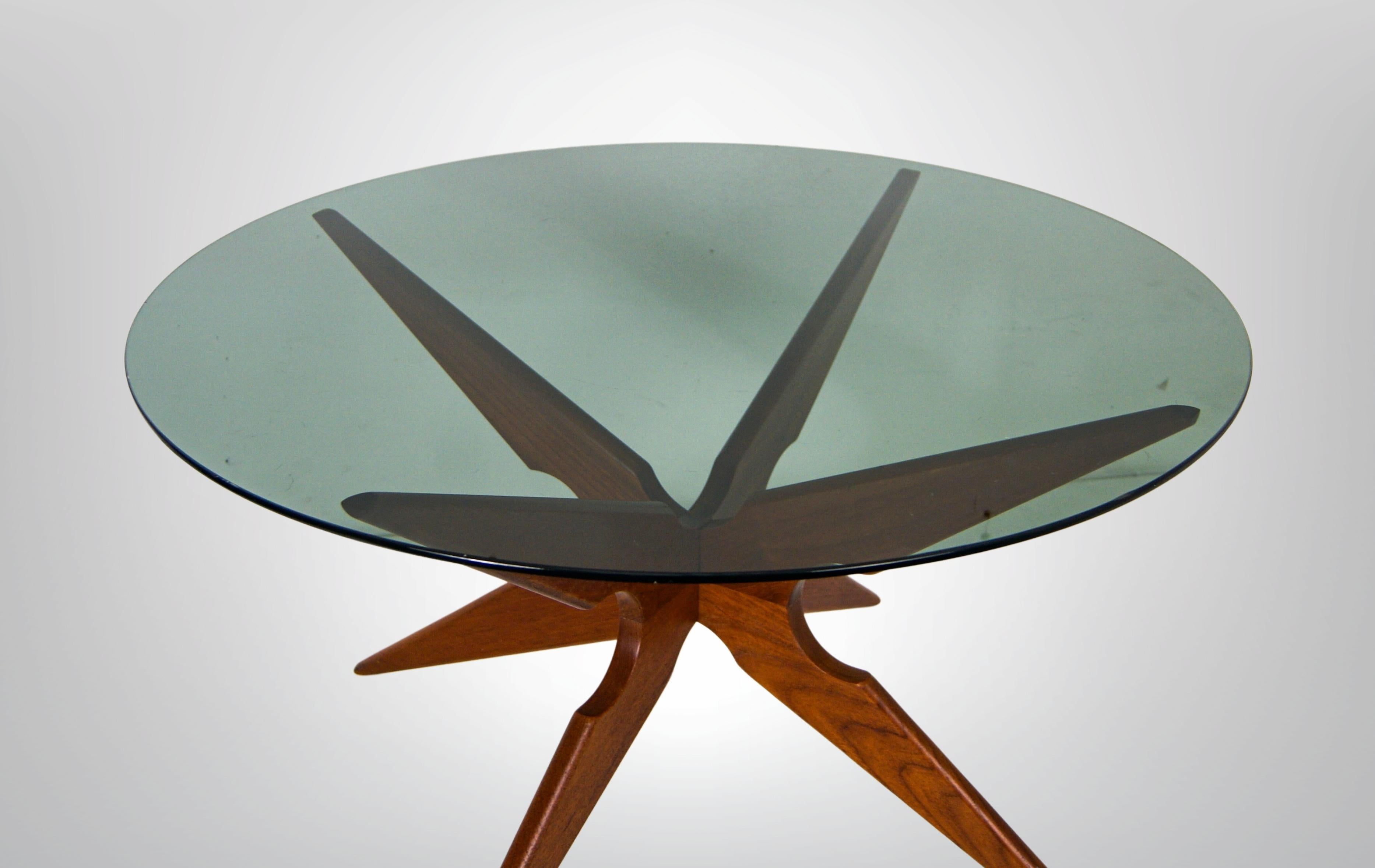 Danish Mid-Century Sika Mobler Denmark Teak and Smoked Glass Coffee Table 1960s For Sale