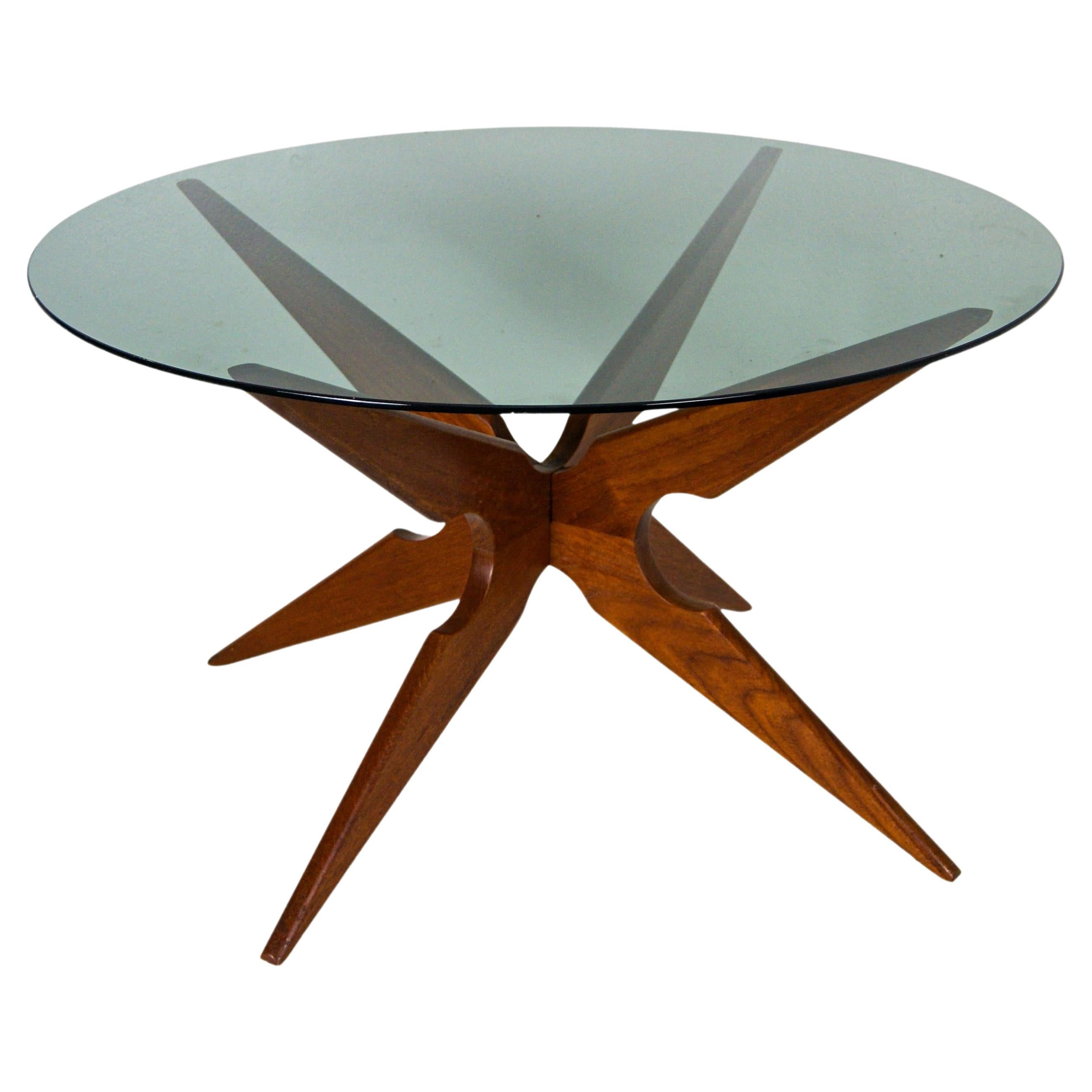 Mid-Century Sika Mobler Denmark Teak and Smoked Glass Coffee Table 1960s For Sale