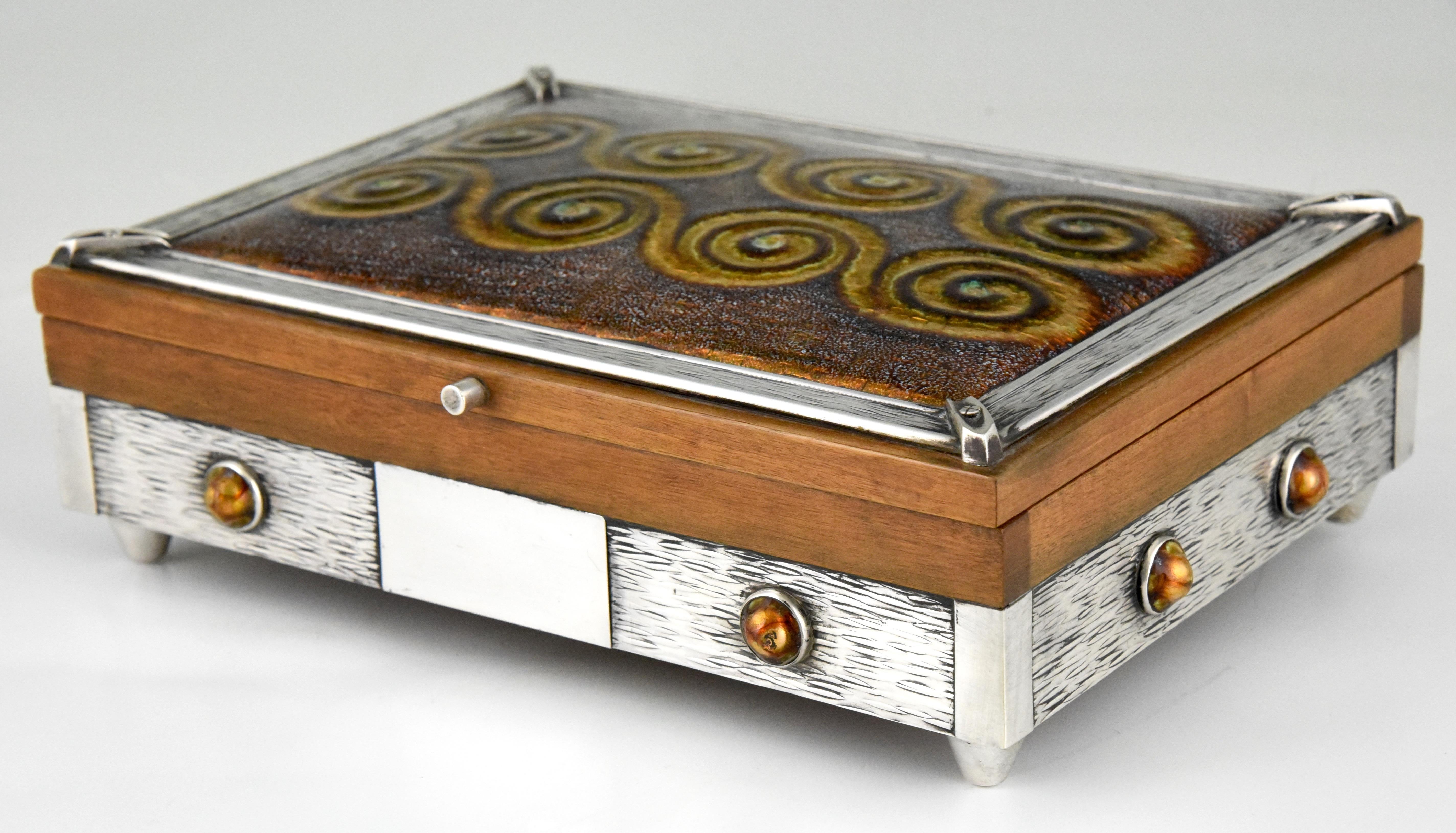 Spanish Mid-century Silver and Enameled Box Spain 1960 For Sale