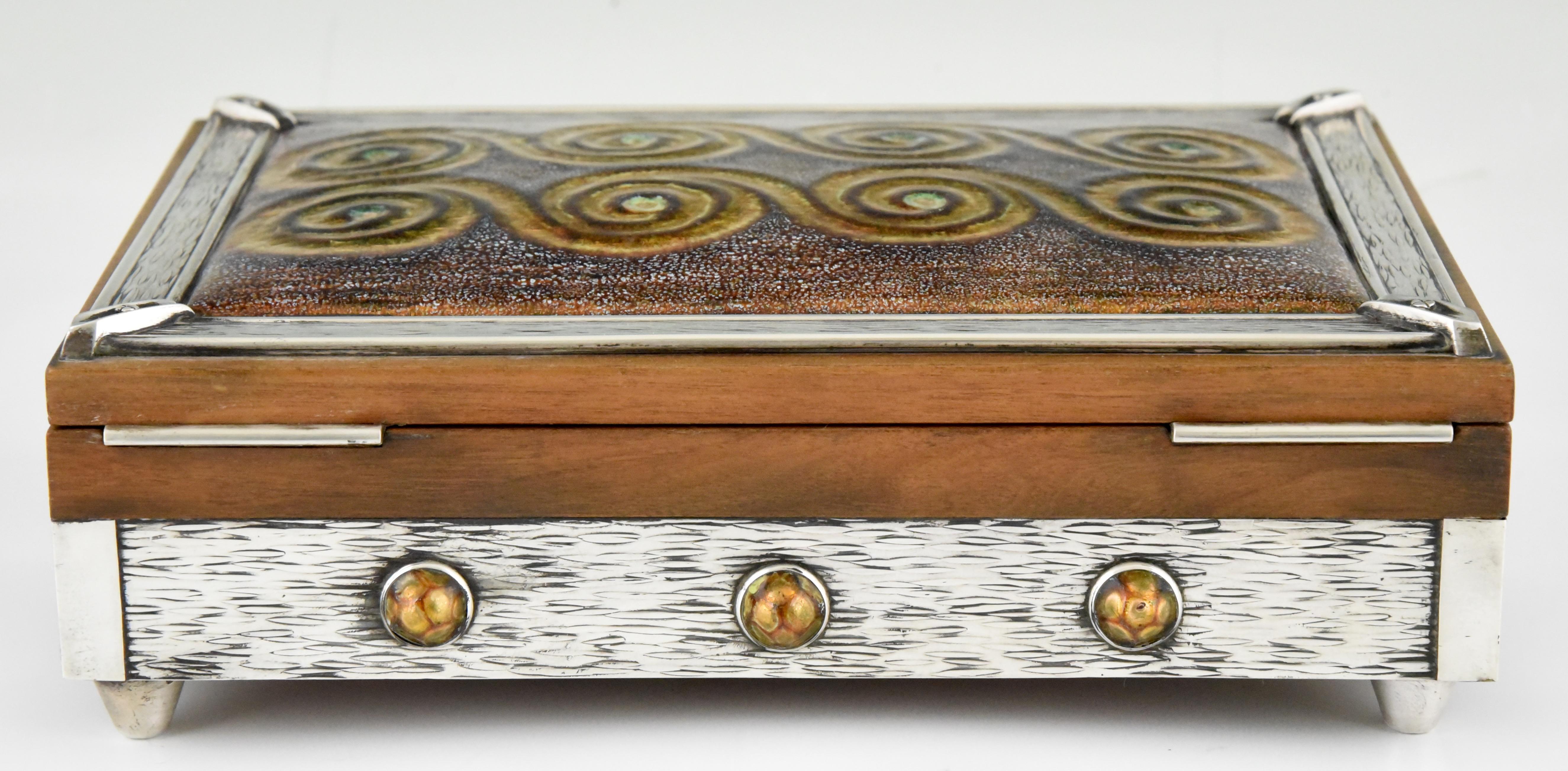 20th Century Mid-century Silver and Enameled Box Spain 1960 For Sale