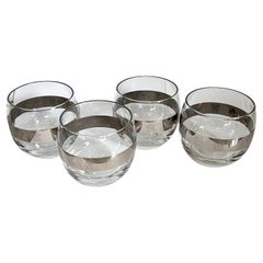 Set von 4 Roly Poly-Cocktailgläsern mit Astrologie-Motiv aus Silber und Glas, Mitte des Jahrhunderts