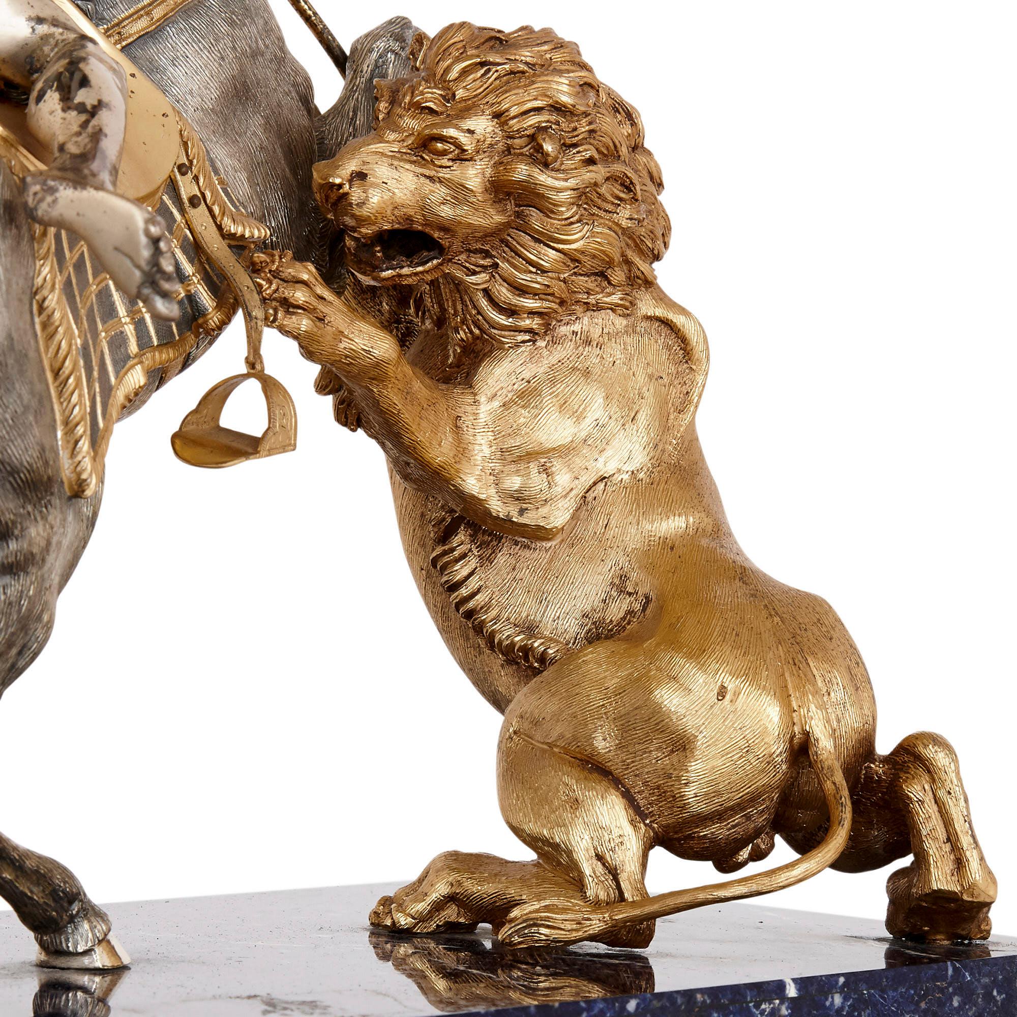 Italian Mid-Century Silver and Silver-Gilt Animalier Sculpture For Sale
