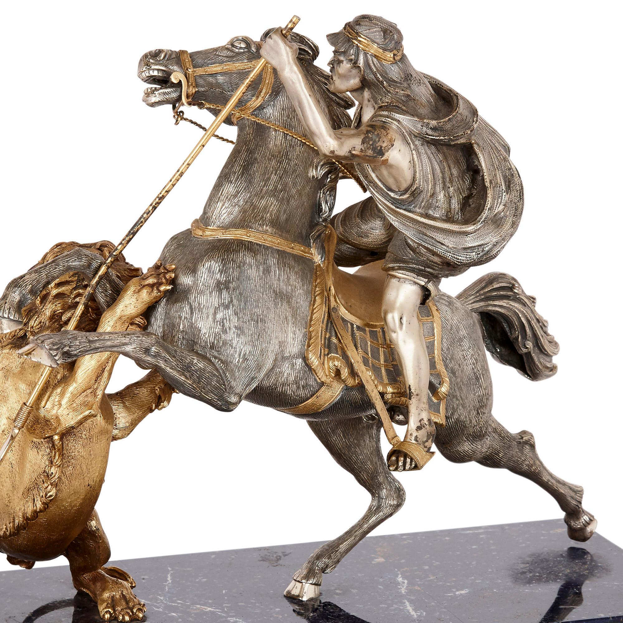 20th Century Mid-Century Silver and Silver-Gilt Animalier Sculpture For Sale