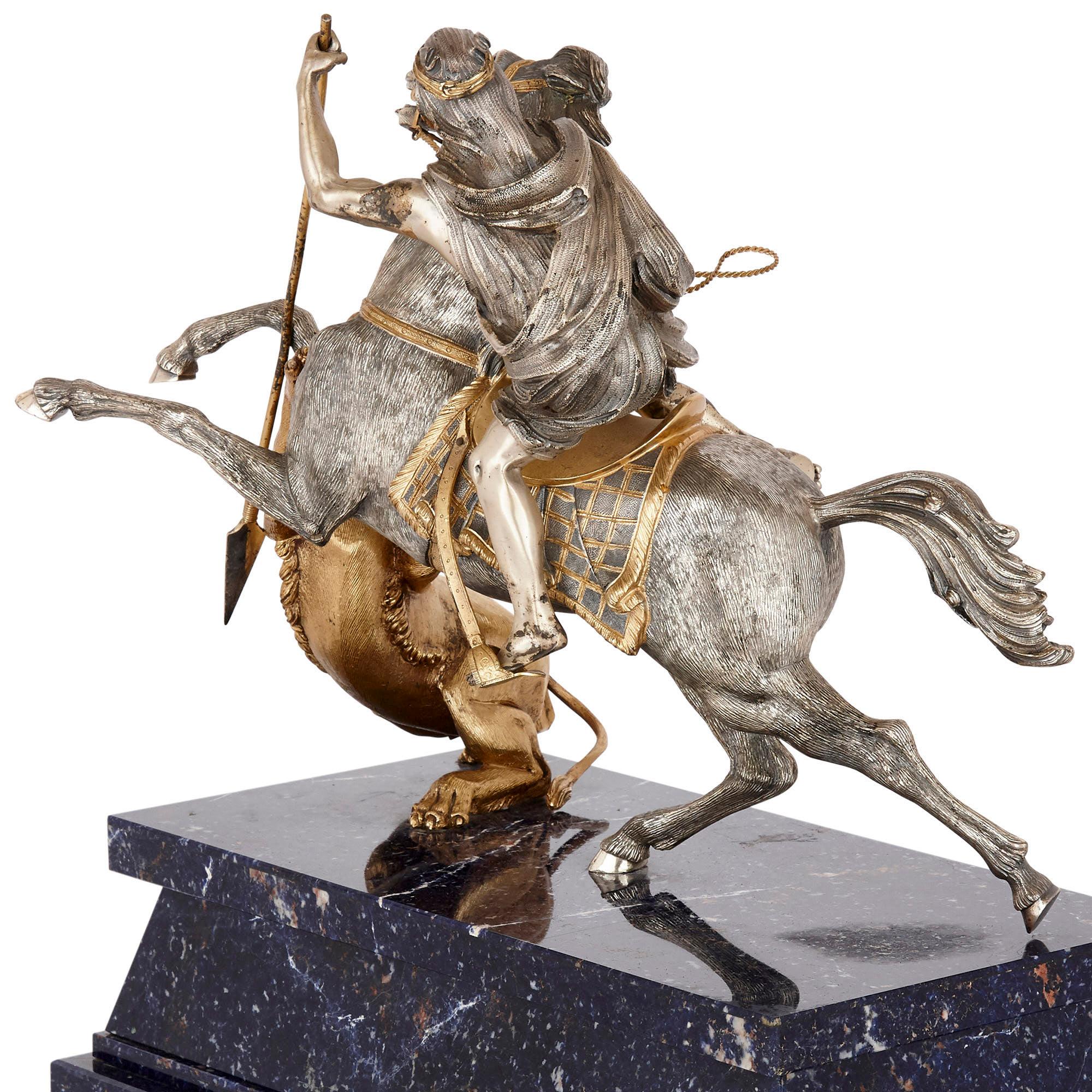 Mid-Century Silver and Silver-Gilt Animalier Sculpture For Sale 1