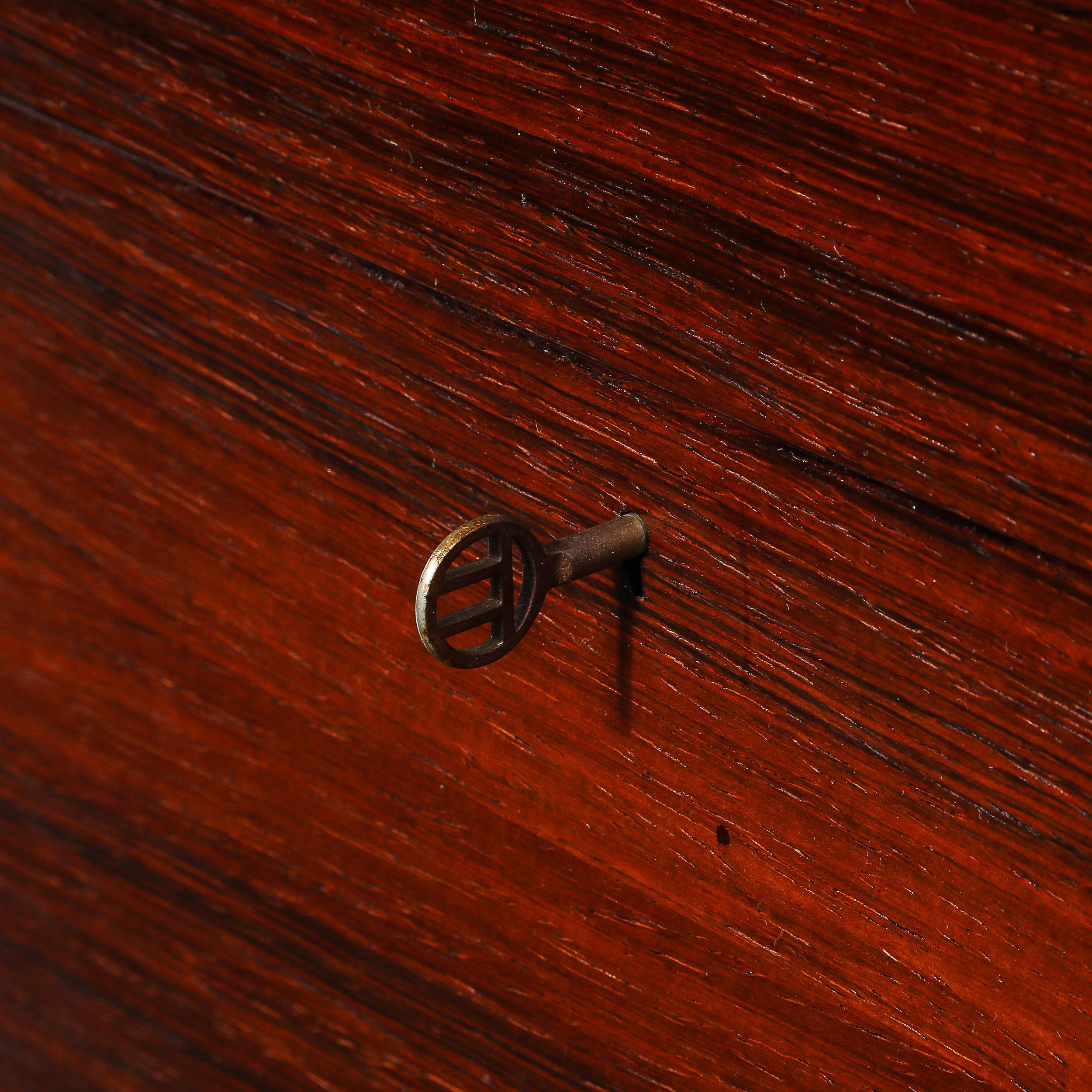 Mid-Century Silver Book-Matched Teak Chest, Sculptural Handles in Macassar Ebony For Sale 9