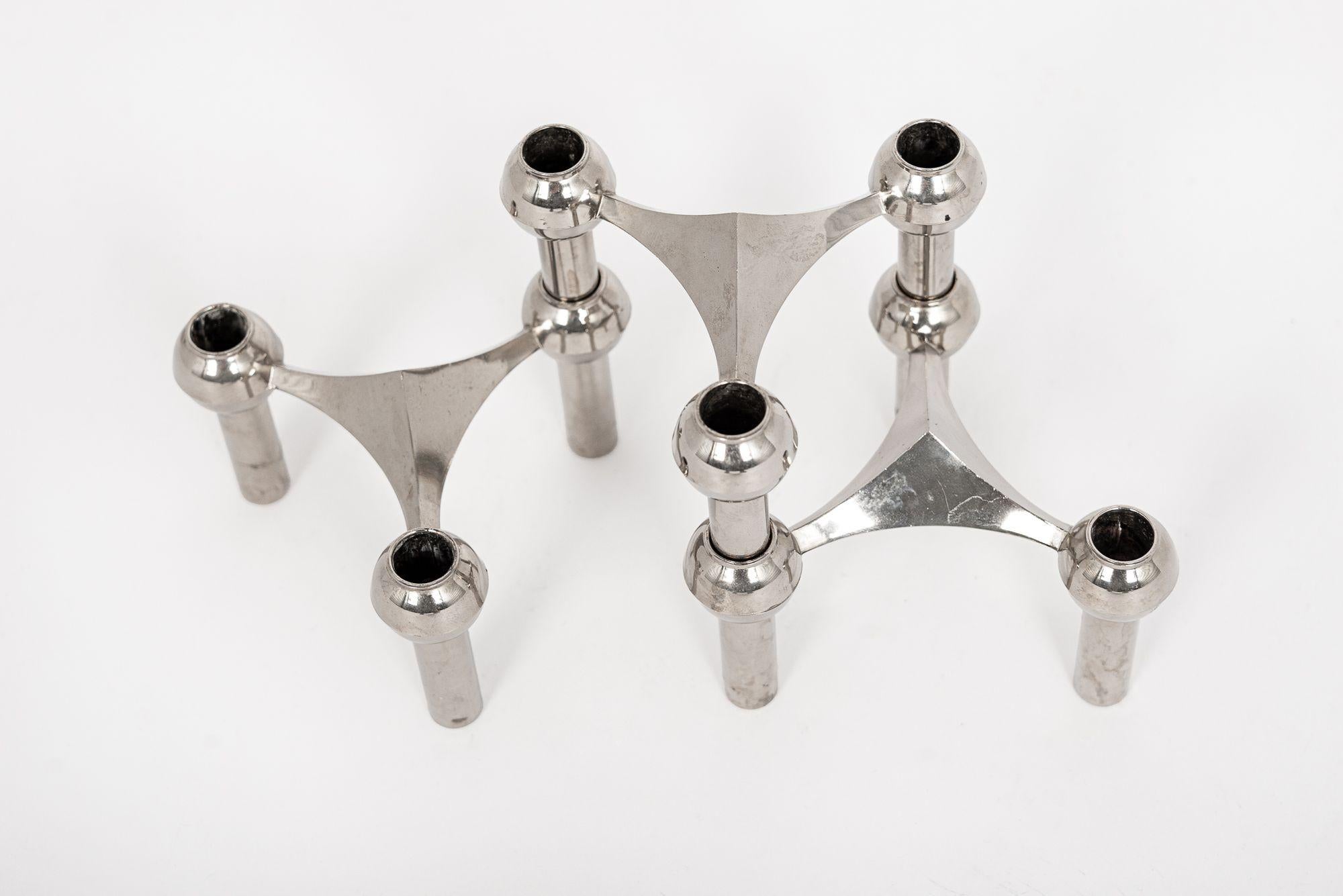 Stainless Steel Mid Century Silver Candleholders by BMF Nagel Quist, Germany For Sale