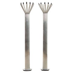 Mid Century Silver Chrome Tubular Floor Lamp