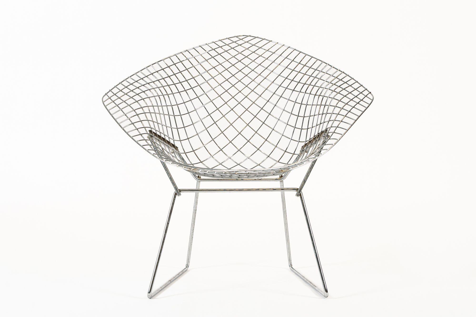 Mid Century Silver Diamond Wire Chair by Bertoia for Knoll For Sale 5