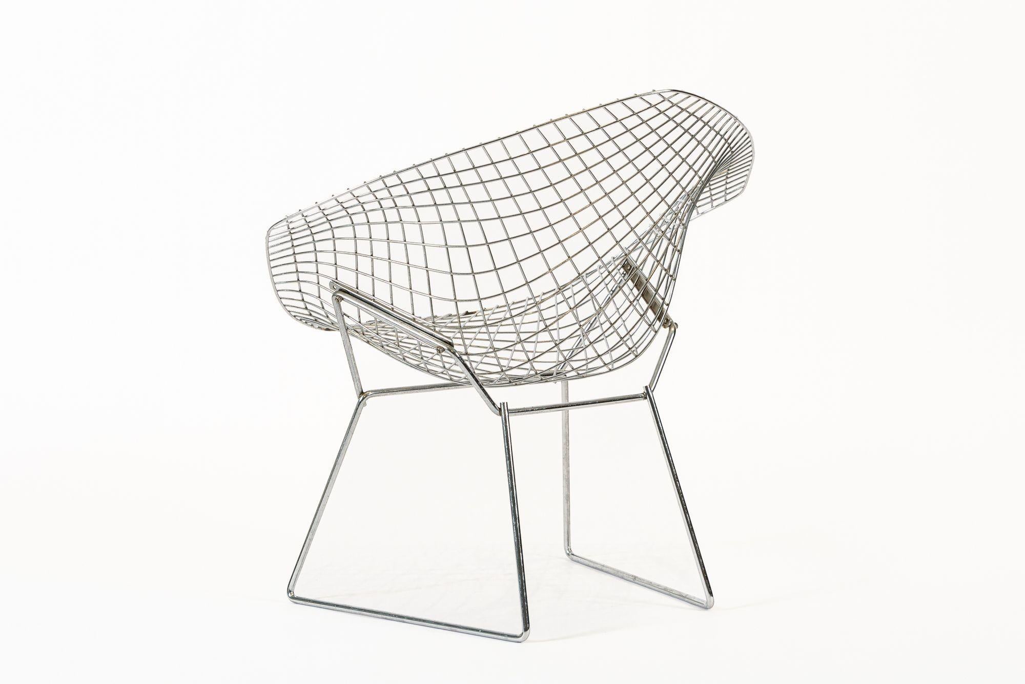 Mid Century Silver Diamond Wire Chair by Bertoia for Knoll For Sale 6