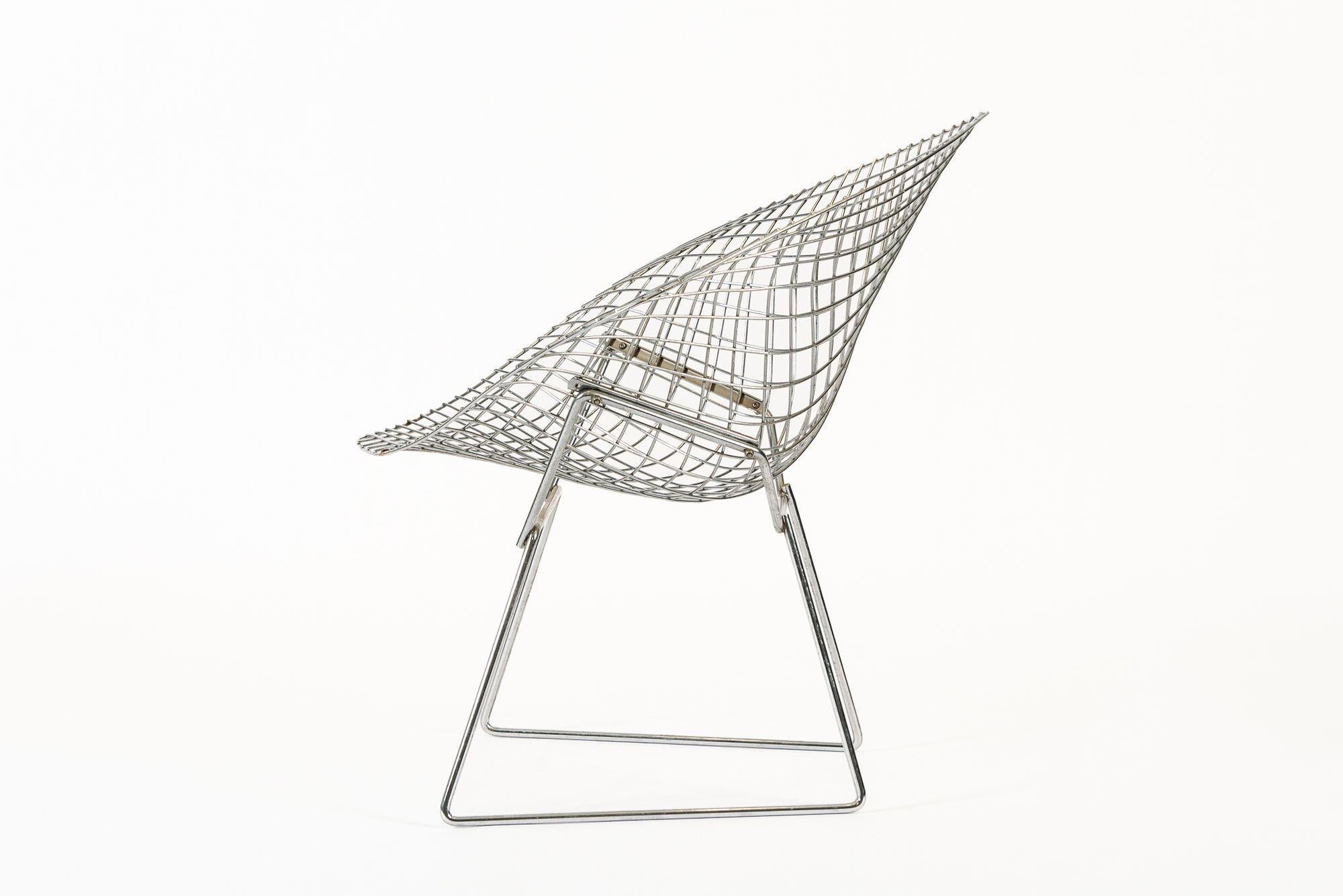Mid Century Silver Diamond Wire Chair by Bertoia for Knoll For Sale 7