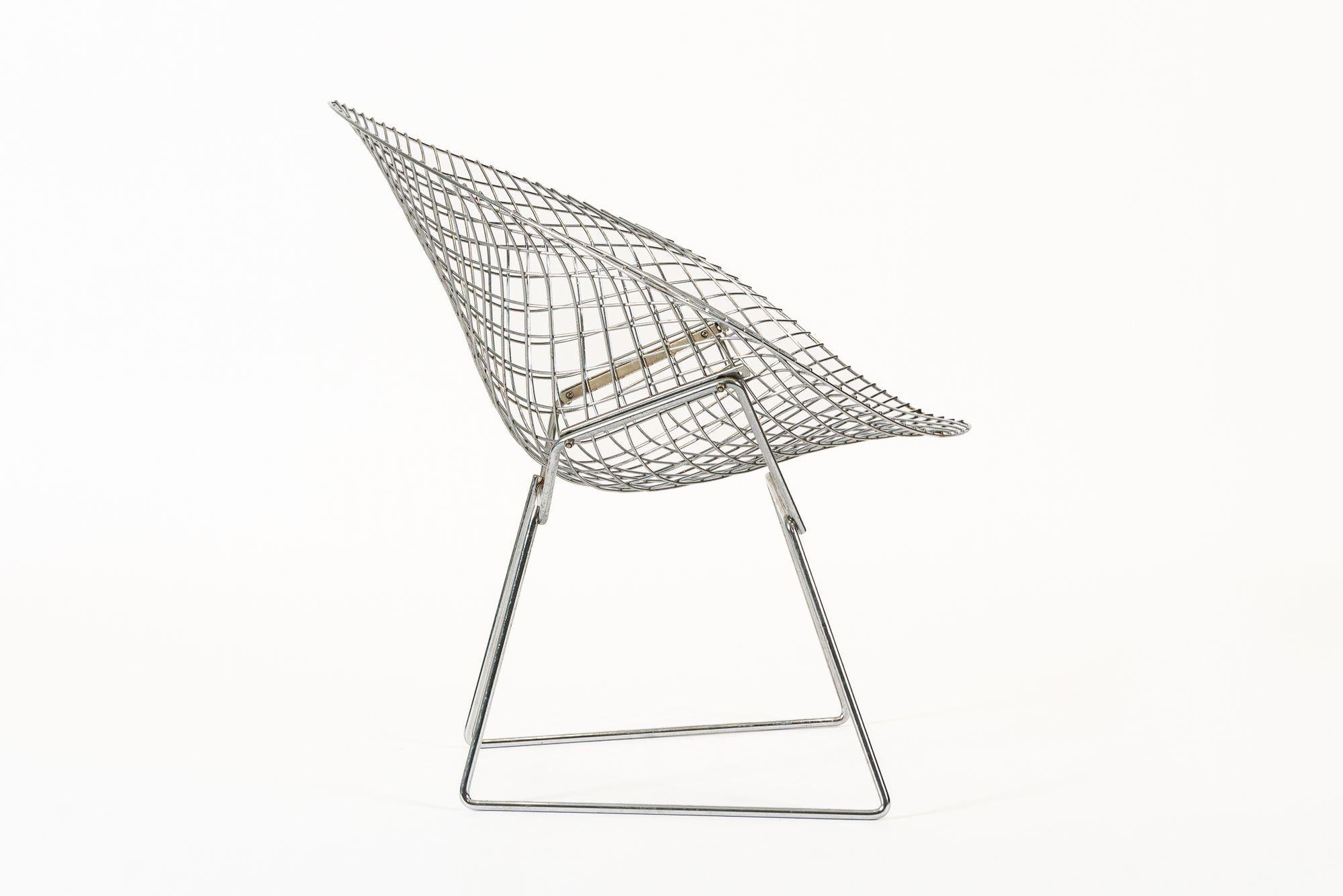 American Mid Century Silver Diamond Wire Chair by Bertoia for Knoll For Sale