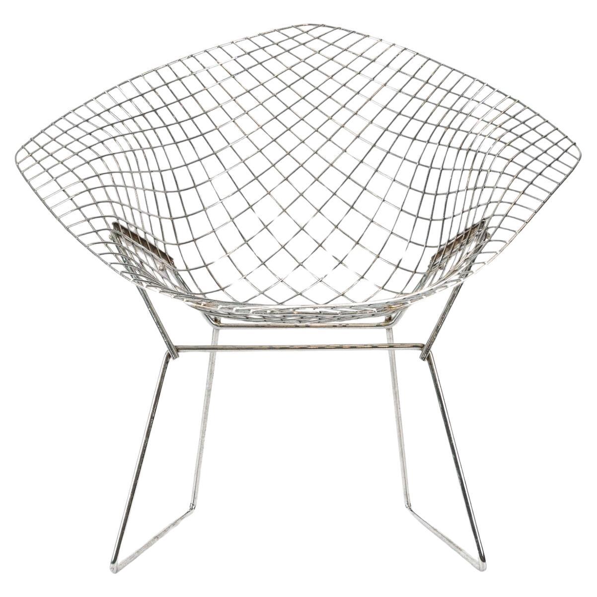 Mid Century Silver Diamond Wire Chair by Bertoia for Knoll