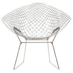 Mid Century Silver Diamond Wire Chair by Bertoia for Knoll