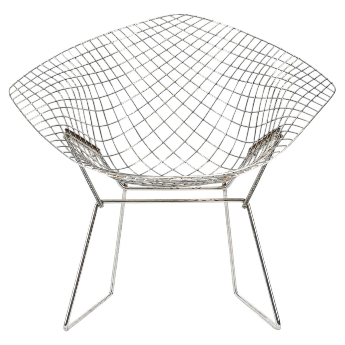 Mid Century Silver Diamond Wire Lounge Chair von Harry Bertoia für Knoll
