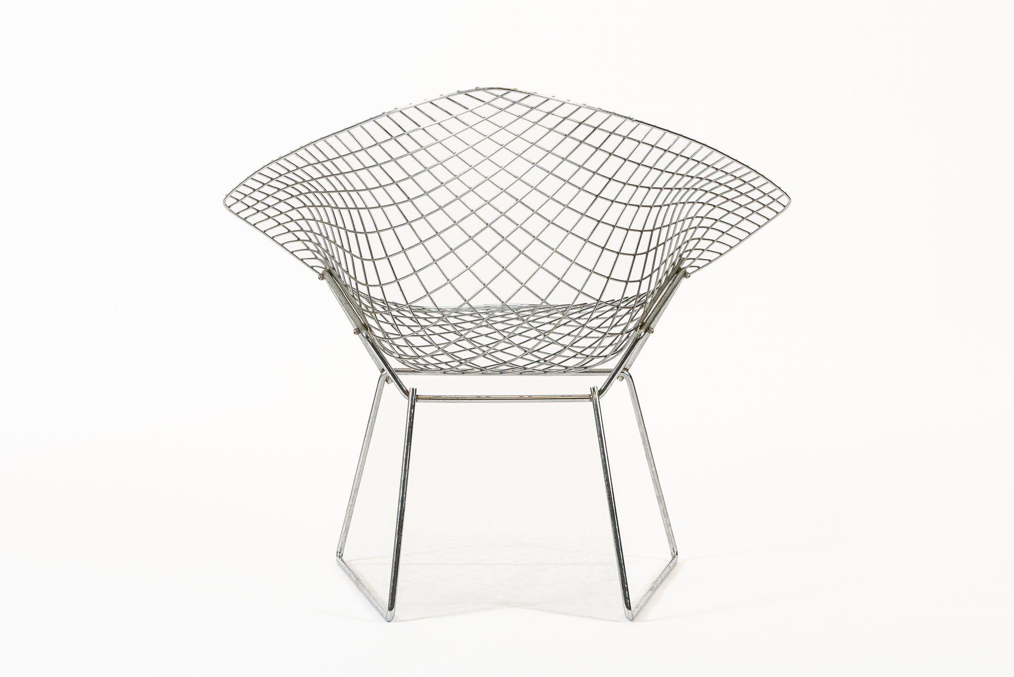 Sillas de salón Diamond Wire plateadas de mediados de siglo, de Harry Bertoia para Knoll en venta 6