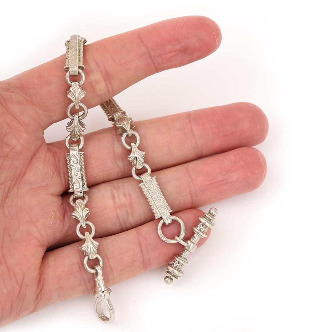 Silber-Gliederarmband aus der Mitte des Jahrhunderts mit T-Bar, um 1960 für Damen oder Herren