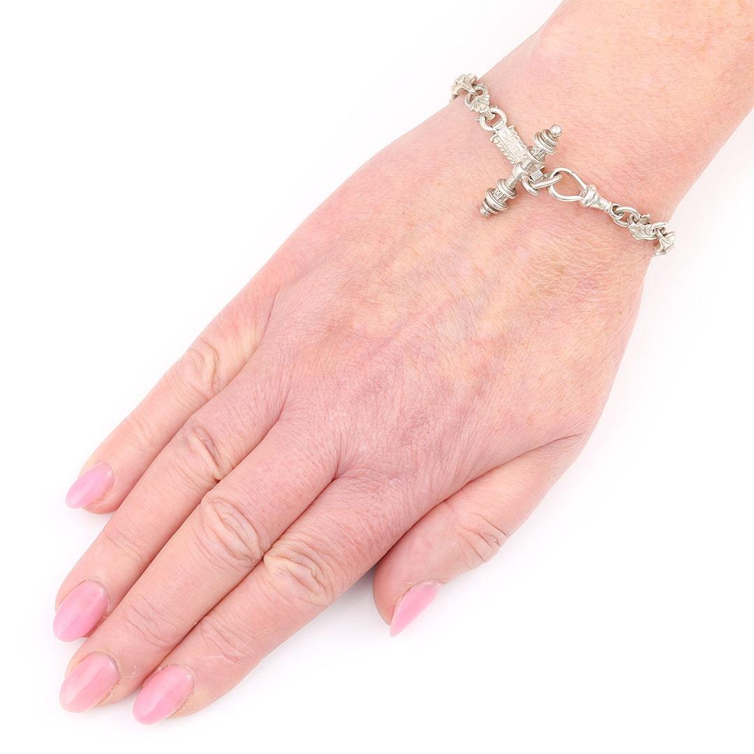 Silber-Gliederarmband aus der Mitte des Jahrhunderts mit T-Bar, um 1960 1