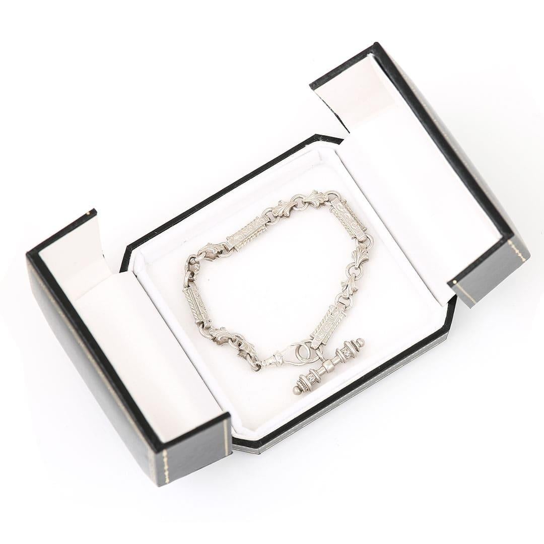 Silber-Gliederarmband aus der Mitte des Jahrhunderts mit T-Bar, um 1960 4