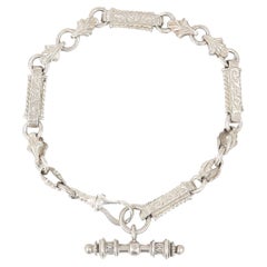 Silber-Gliederarmband aus der Mitte des Jahrhunderts mit T-Bar, um 1960