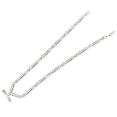 Mid Century Silver Fancy Link Necklace with T-Bar, Circa 1960