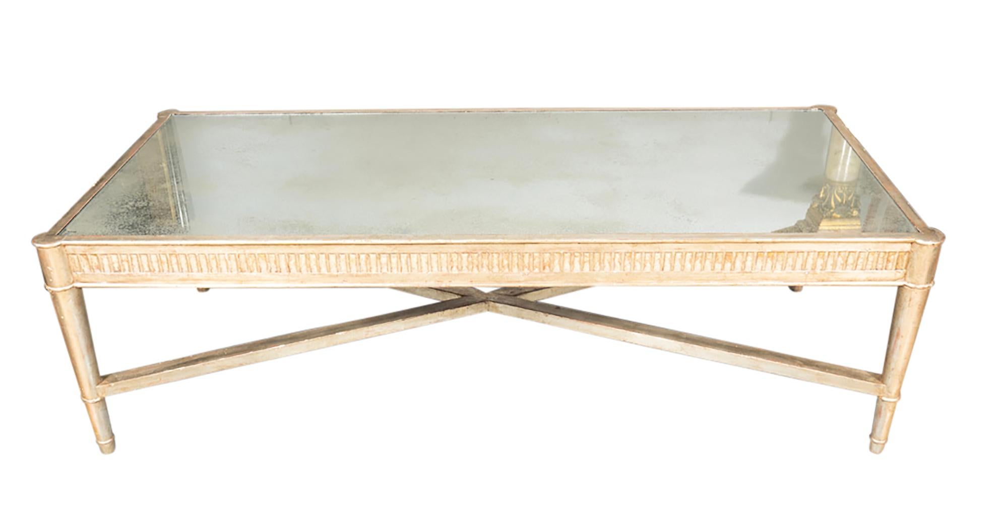 Mid Century Silver Leaf Couchtisch im Angebot 2