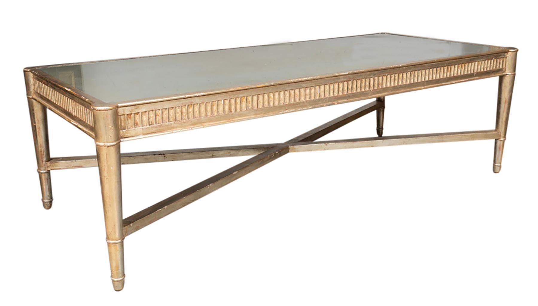 Mid Century Silver Leaf Couchtisch (Moderne der Mitte des Jahrhunderts) im Angebot