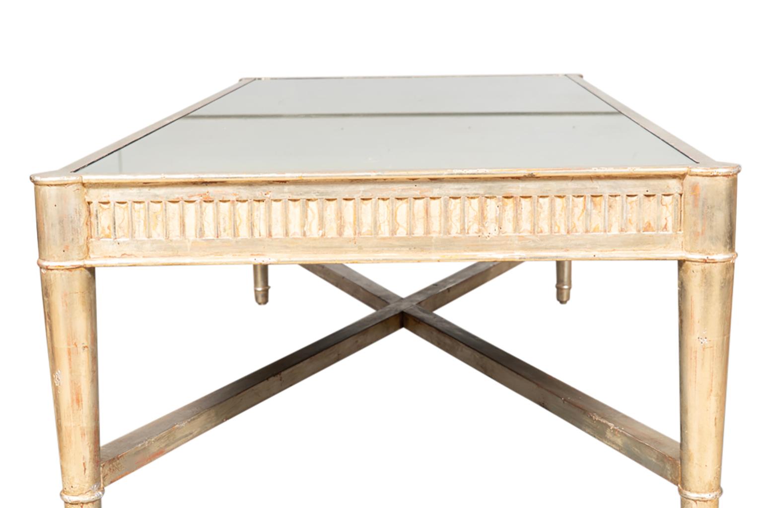 Mid Century Silver Leaf Couchtisch (Versilbert) im Angebot