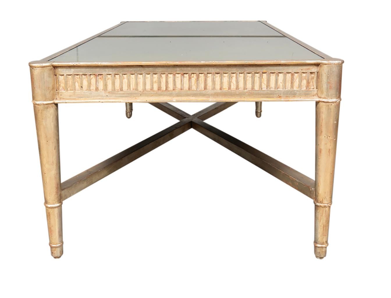 Mid Century Silver Leaf Couchtisch (Spiegel) im Angebot