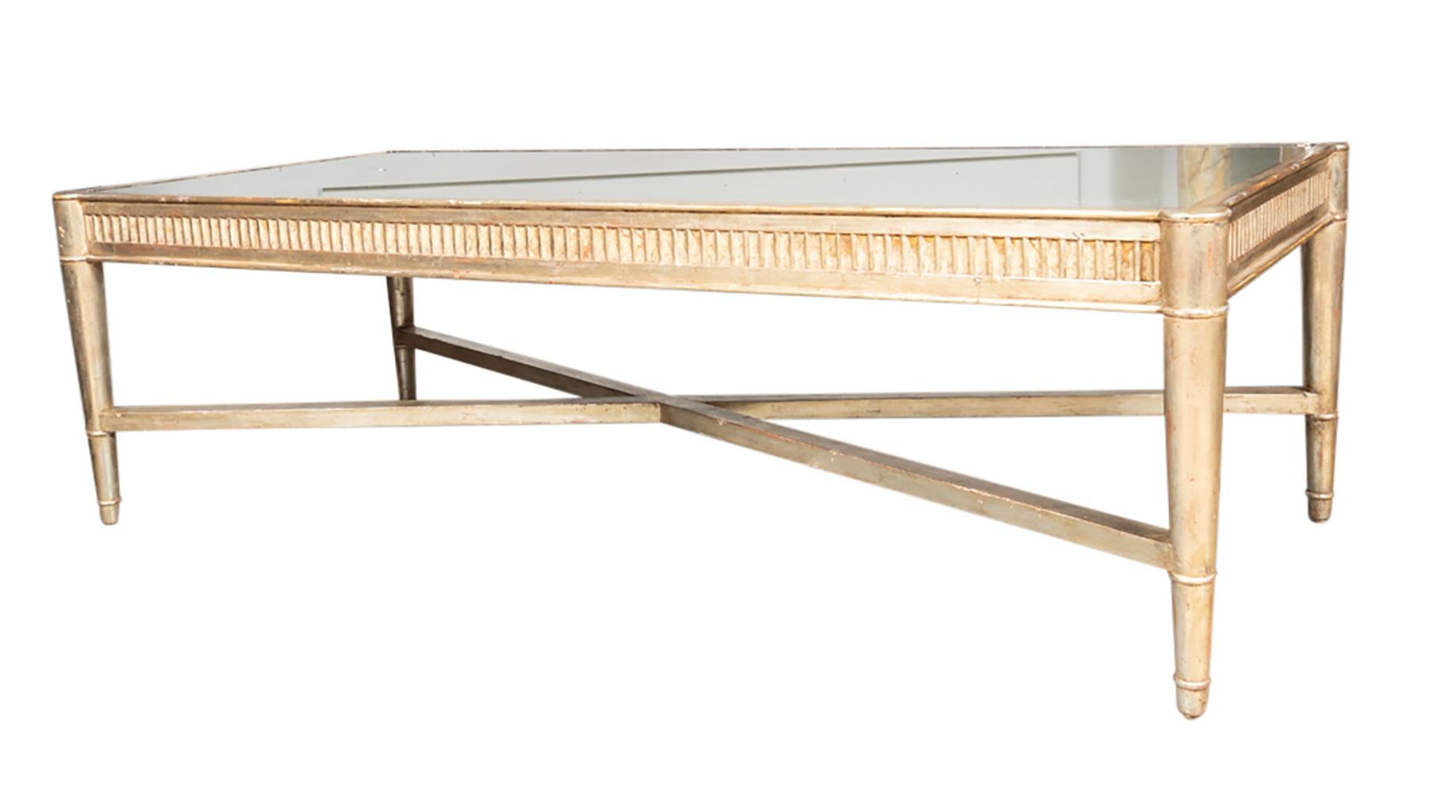 Mid Century Silver Leaf Couchtisch im Angebot 1