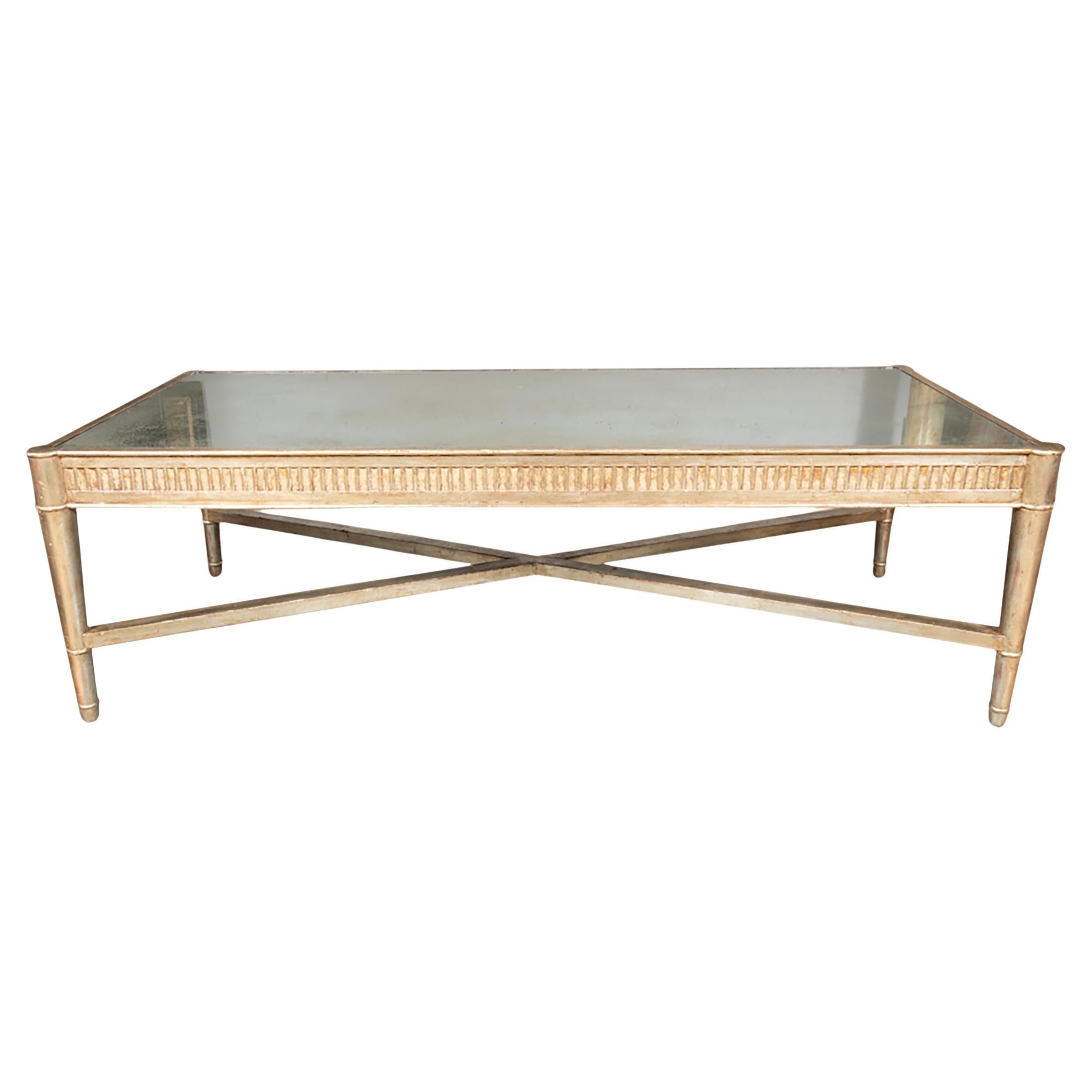 Mid Century Silver Leaf Couchtisch im Angebot