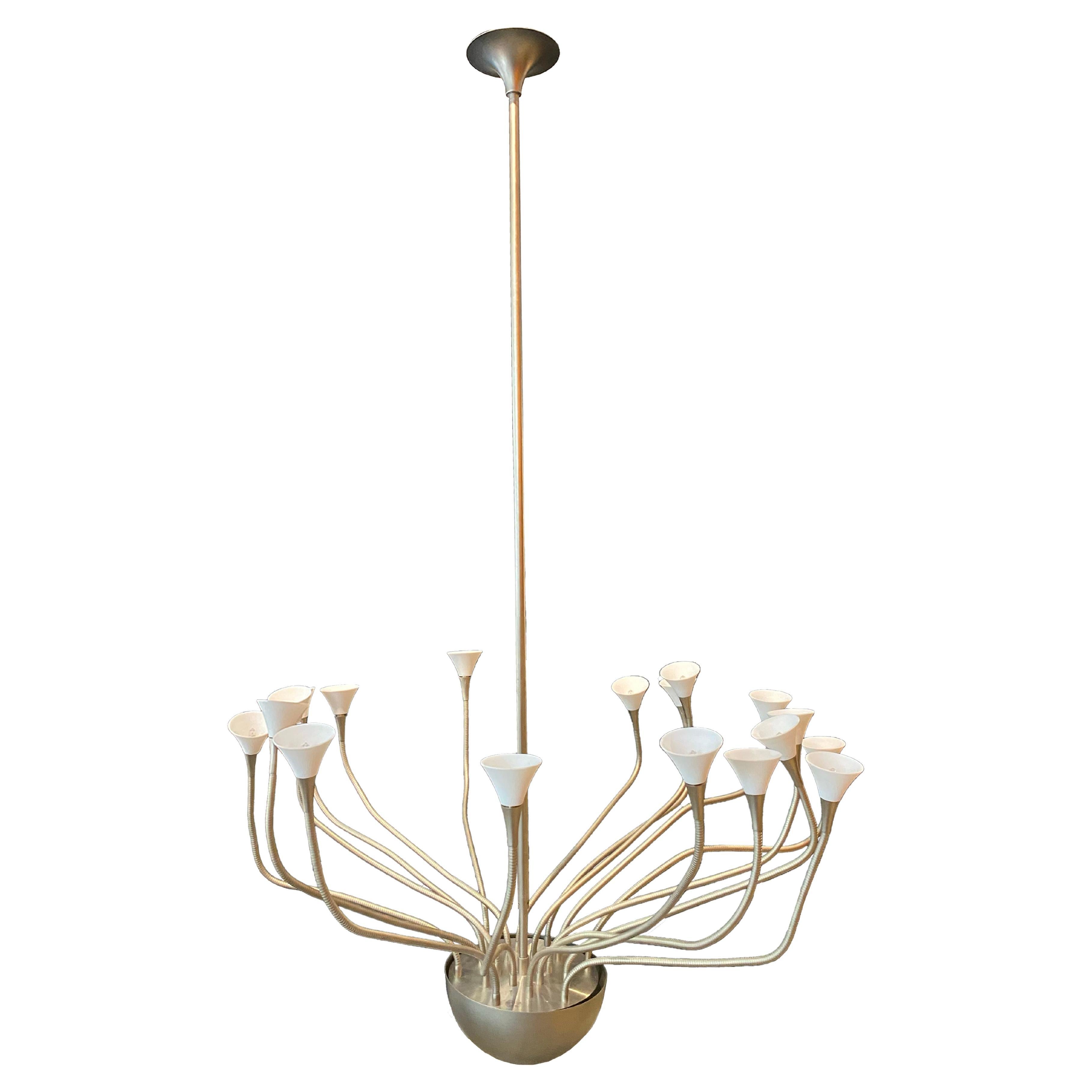 Mid-Century Silver Medusa Chandelier by Florian Schulz, Germany, 1984 For Sale