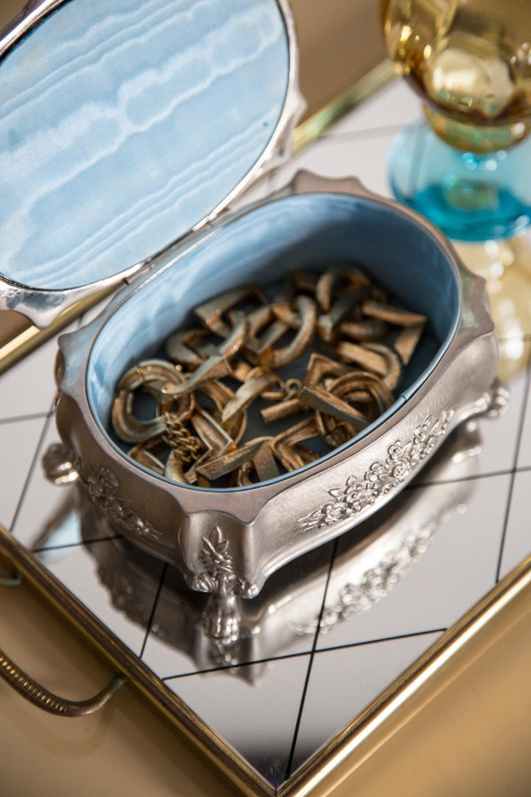 Midcentury Silver Metal Casket, Cigarette Case, or Jewelry Box, Italy,  1960s at 1stDibs