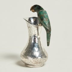 Mid Century Silver on Copper Pitcher with Parrot by Los Castillo