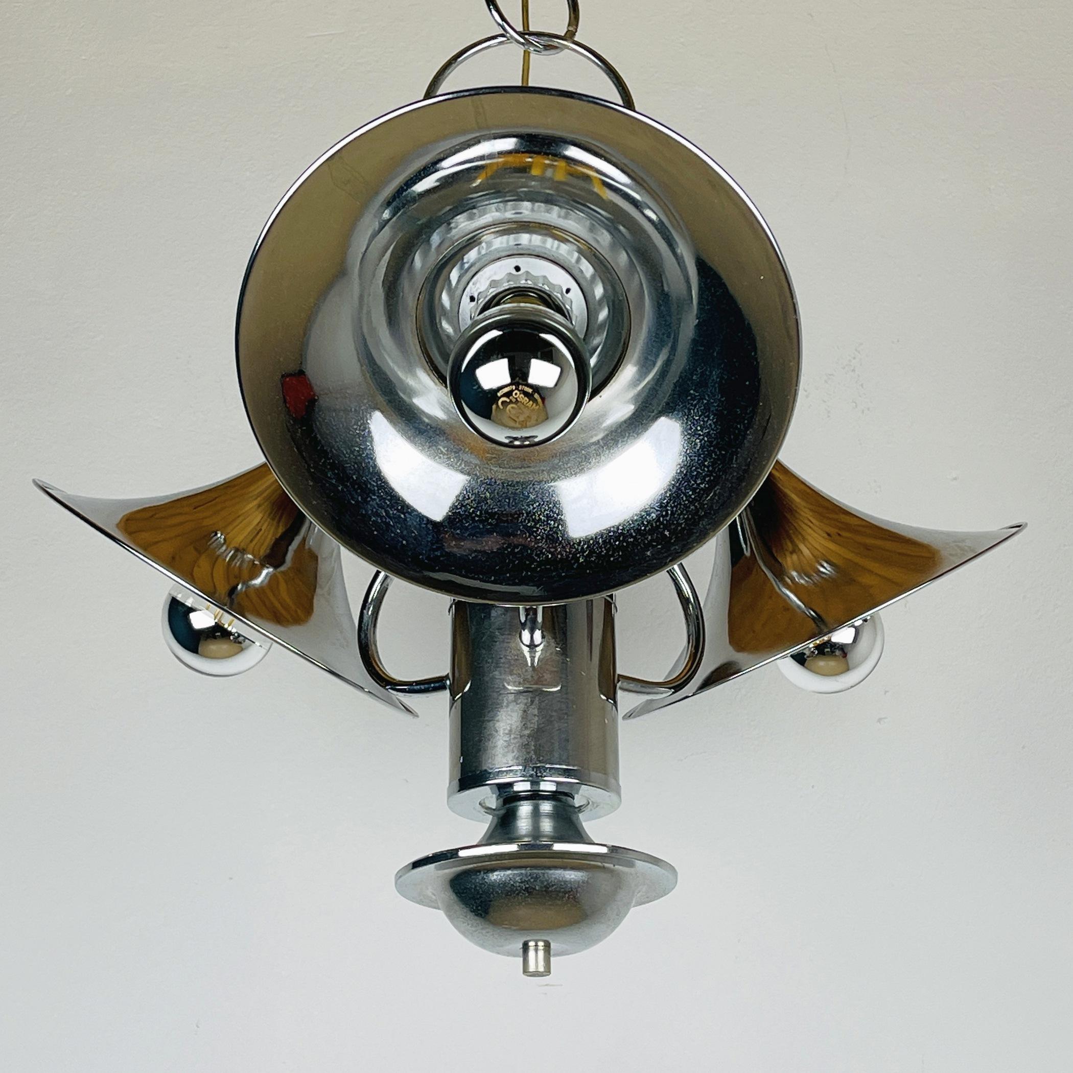 Mid-century silver pendant lamp Italy 1970s 5