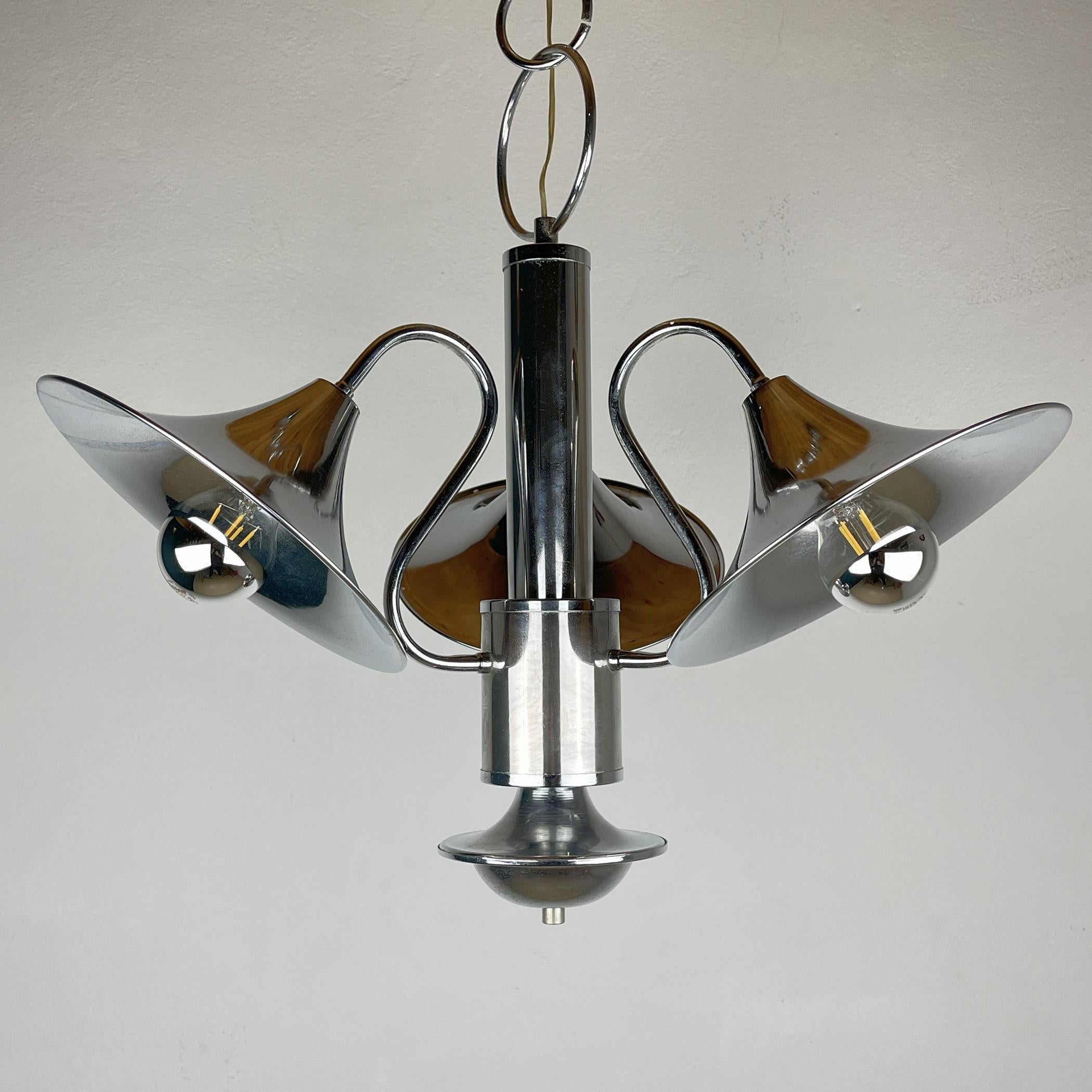 Mid-Century Silver Pendant Lamp Italy 1970s For Sale 1