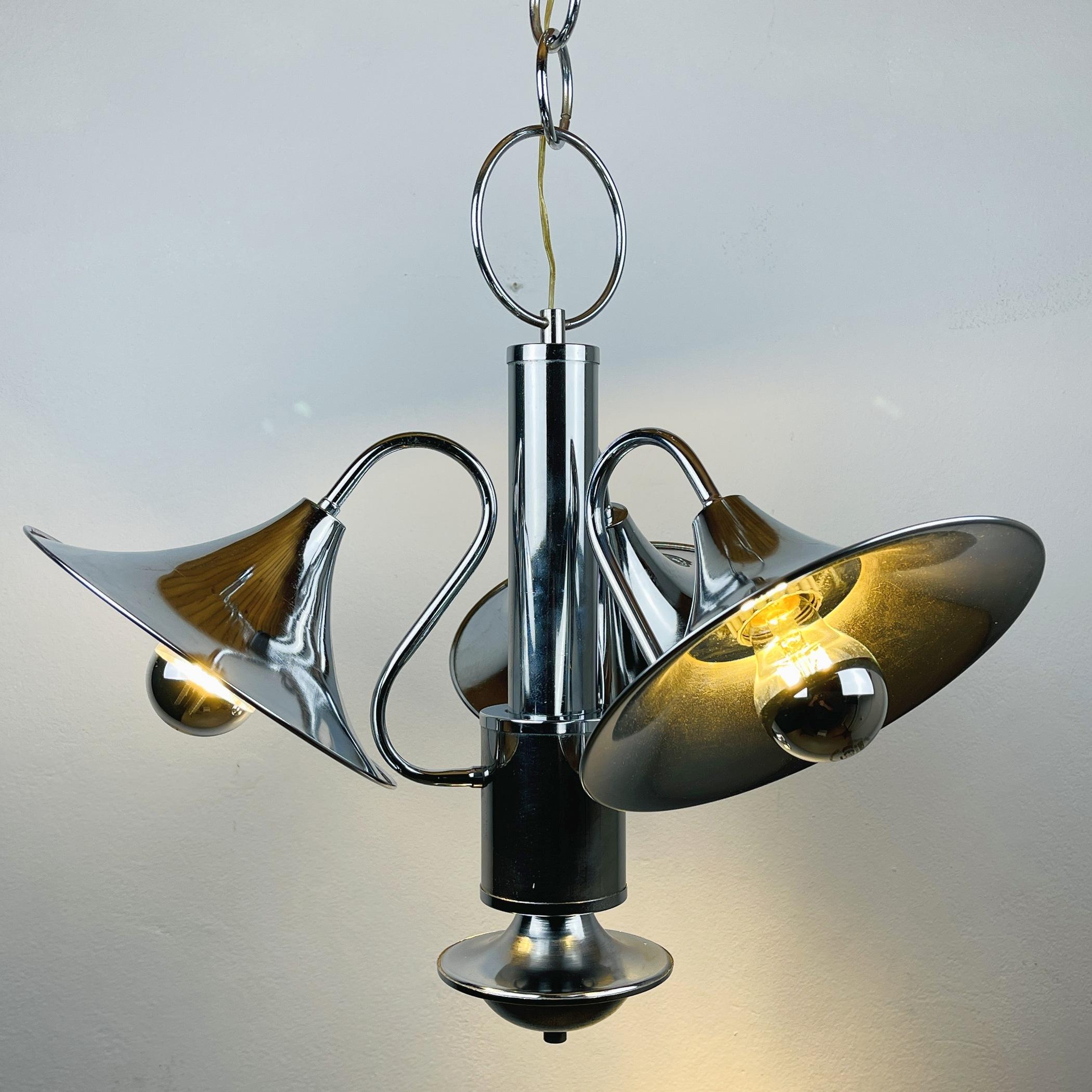 Mid-century silver pendant lamp Italy 1970s For Sale 2