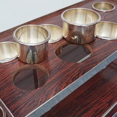 Chariot à boissons en métal argenté et chrome du milieu du siècle par Drakes Silversmiths